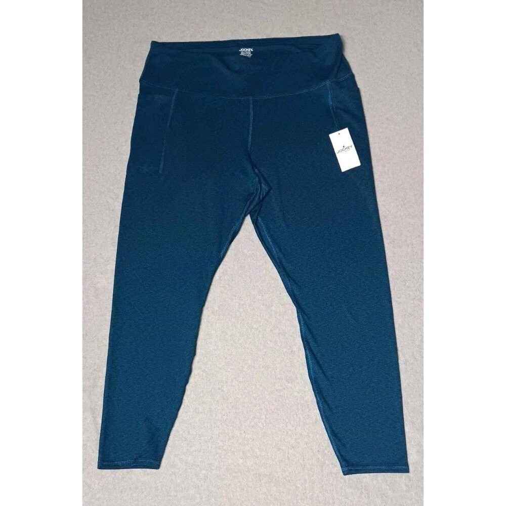NWT! Jockey High Rise Leggings Pants XXL Teal Heather Blue Athletic Yoga Pilates